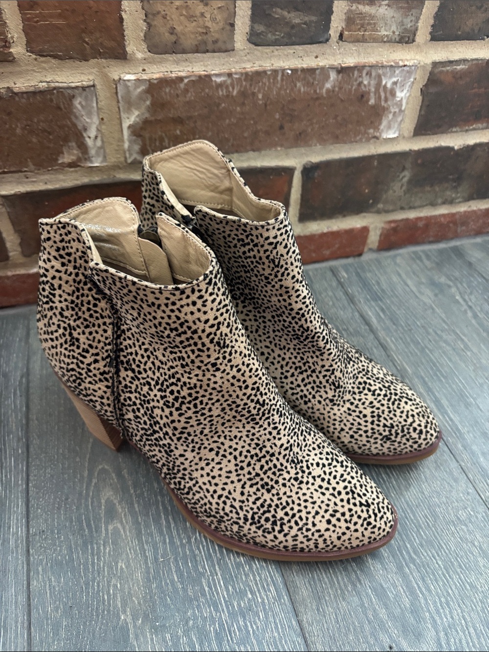 MIA Tan & Black Leopard-Print Ankle Booties